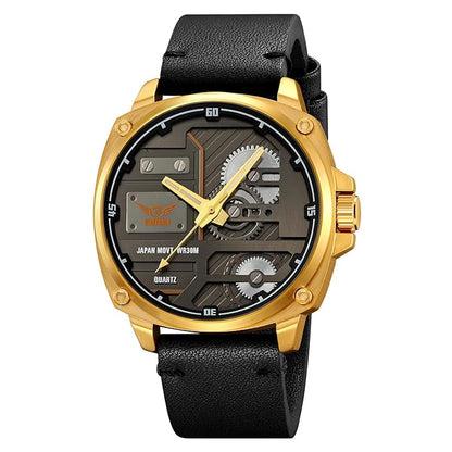 Premium Skeleton Dial Analog Wrist Watch with Leather Strap for men
