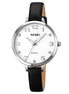 Analog Watch for Women with Black Leather Strap and Round Dial for Casual & Formal Wear