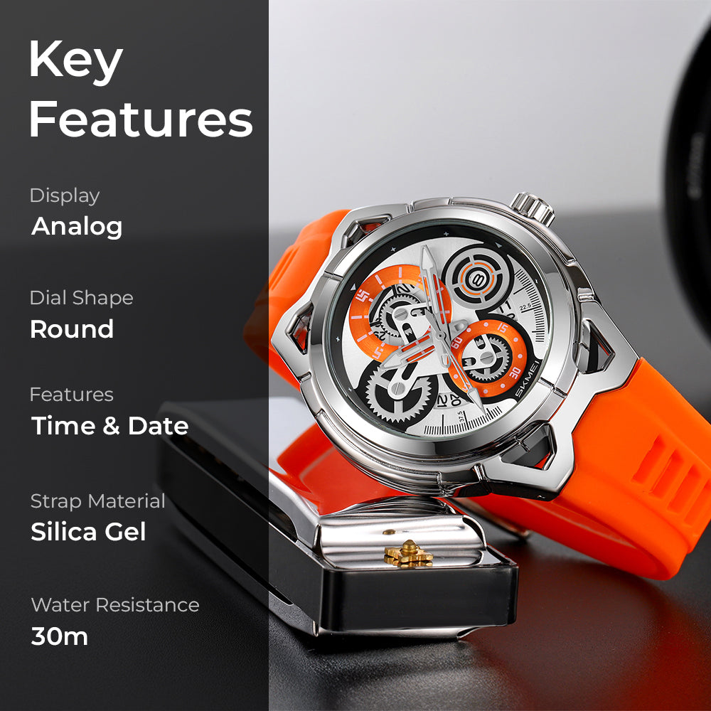 Skmei Quartz Analog Dial Silica Gel Strap Watch for Men - 9349