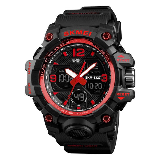 Dual Display Sports Wrist Watch with Rugged Design and Resin Strap For Men