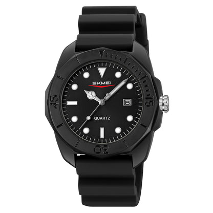 Skmei Quartz Analog Black Dial Silicone Strap Watch for Men - 2393