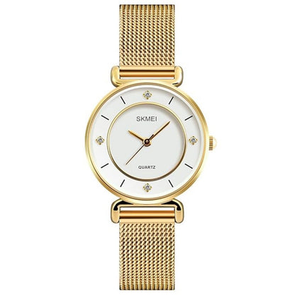 Elegant Analog Wrist Watch with Crystal Accents and Stainless Steel Strap For Women