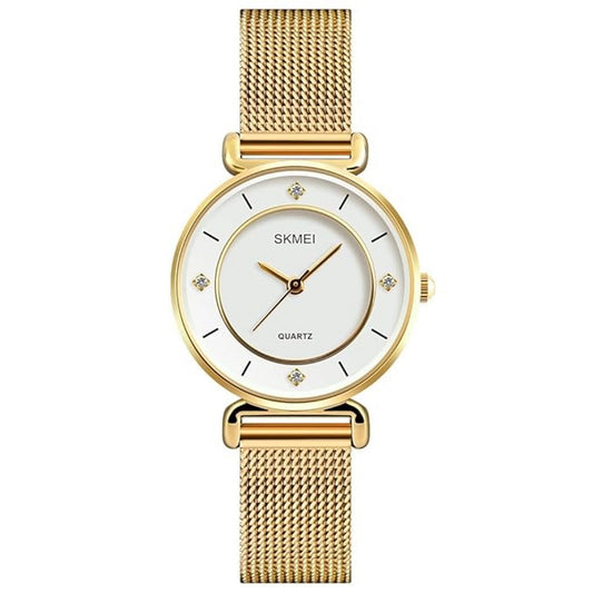 Elegant Analog Wrist Watch with Crystal Accents and Stainless Steel Strap For Women