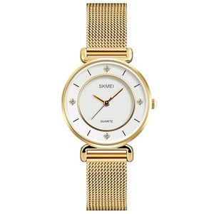 Elegant Analog Wrist Watch with Crystal Accents and Stainless Steel Strap For Women