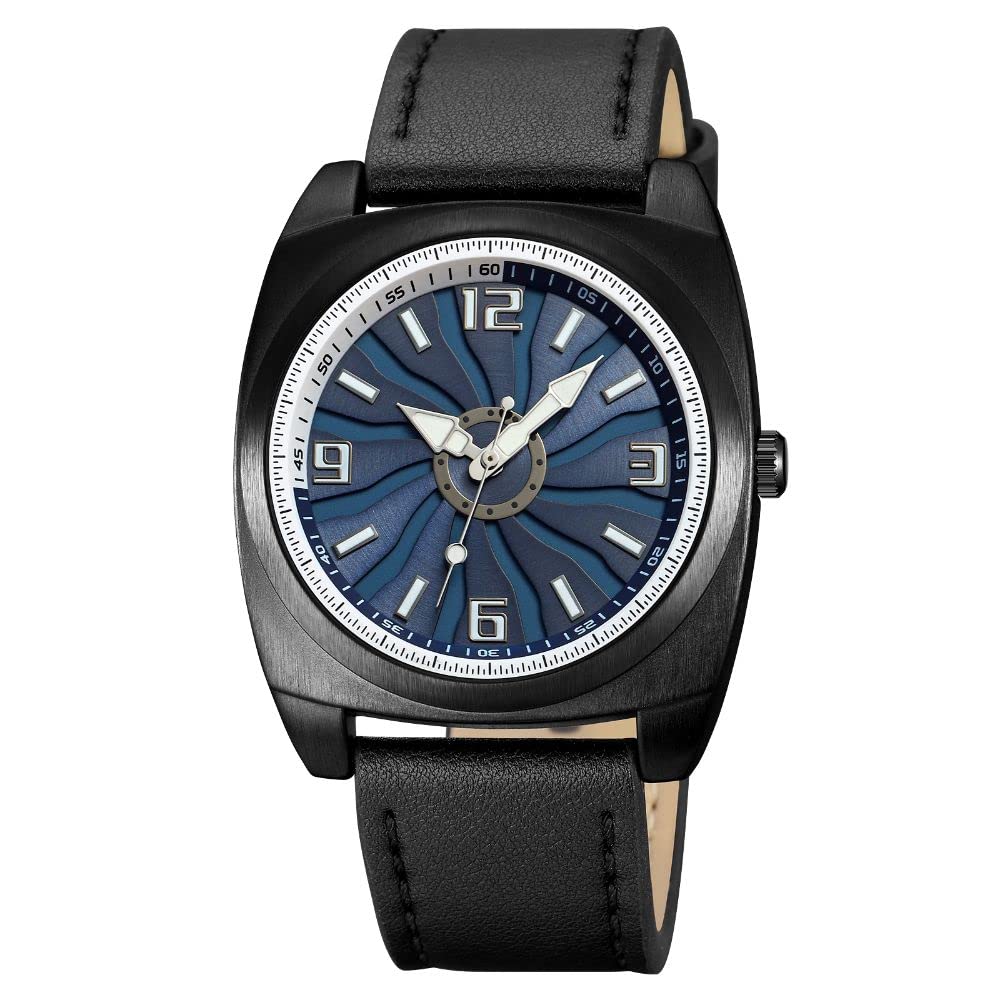 Premium Analog Wristwatch with Textured Dial and Classic Leather Strap