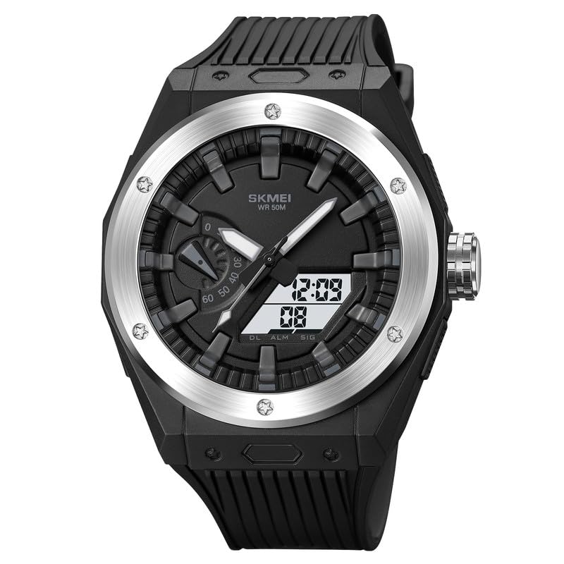 Men's Analog-Digital Sports Watch with Silicone Strap