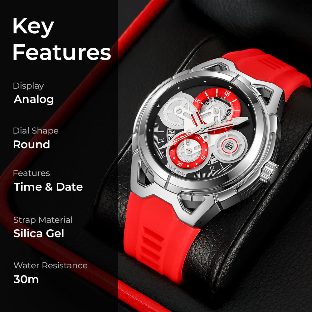 Skmei Quartz Analog Dial Silica Gel Strap Watch for Men - 9349