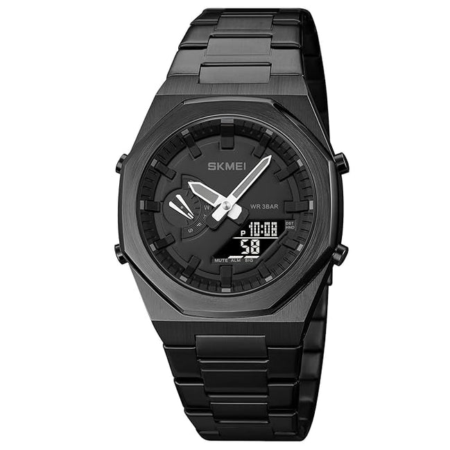 Analog-Digital Watch for Men with Black Metal Strap and Round Dial for Casual & Formal Wear