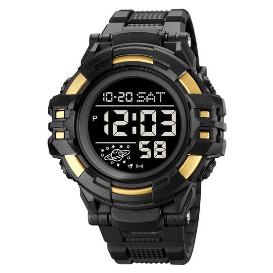 Digital Watch for Men with Black Silicone Strap and Round Dial for Casual & Formal Wear