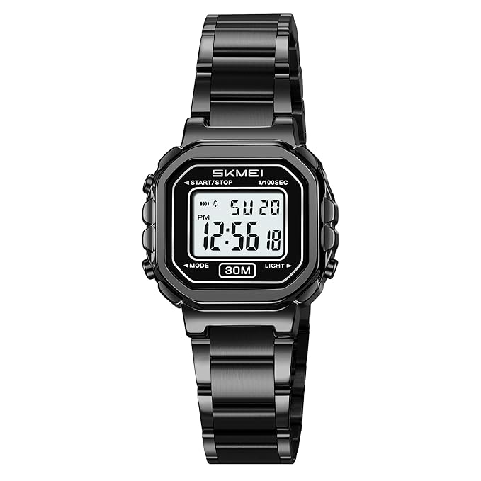 Digital Display Metal Strap Wrist Watch for women