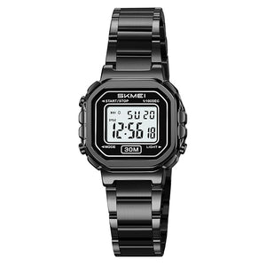 Digital Display Metal Strap Wrist Watch for women