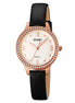 Analog Watch for Women with Black Leather Strap and Round Dial for Casual & Formal Wear
