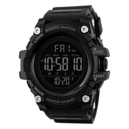 Rugged Digital Sports Watch for Men with Dual Time Display, Alarm, LED Light and Outdoor Style Strap