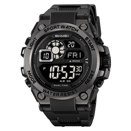 Rugged Digital Sports Watch with Dual Time Display for men