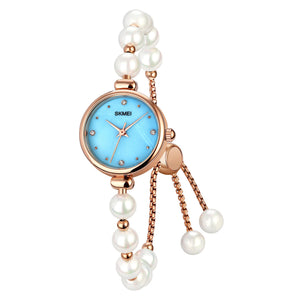 Elegant Pearl Chain Analog Watch for Women with Premium Rose Gold Finish and Adjustable Bracelet Design