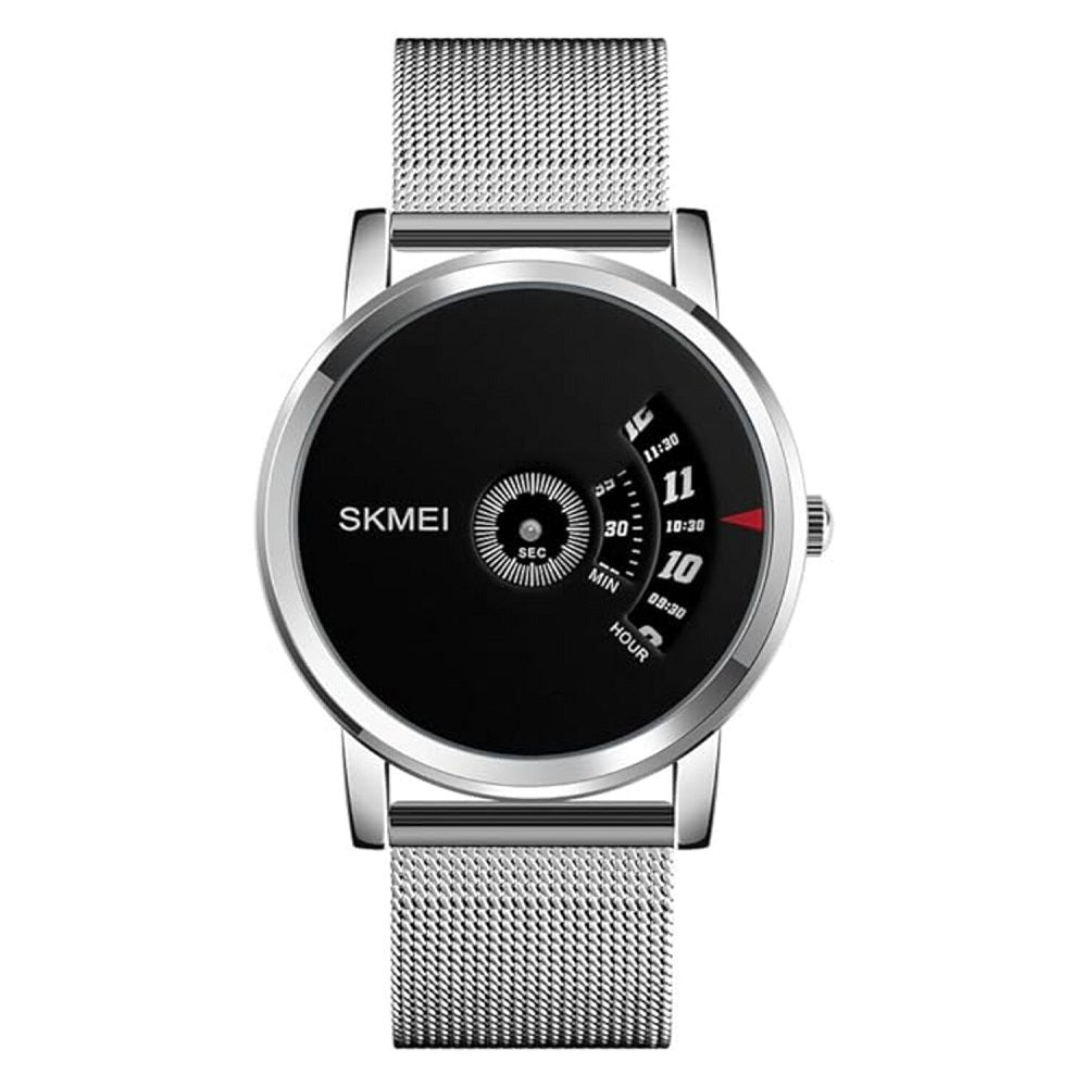Minimalist Analog Wrist Watch with Mesh Strap and Modern Dial Design For Men