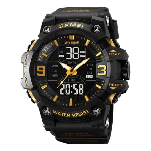 Rugged Analog Digital Sports Watch for Men with Multi Function Display and Outdoor Style