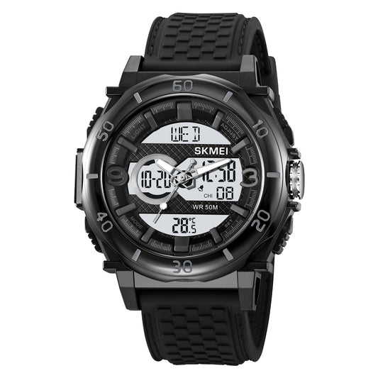 Multifunctional Men 50M Waterproof Thermometer Dual Display Digital Wrist Watch