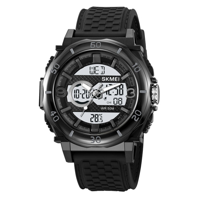 Analog-Digital Watch for Men with Black Silicone Strap and Round Dial for Casual & Formal Wear