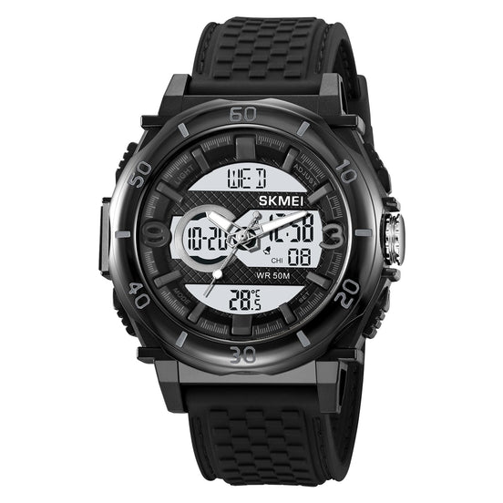 Analog-Digital Watch for Men with Black Silicone Strap and Round Dial for Casual & Formal Wear