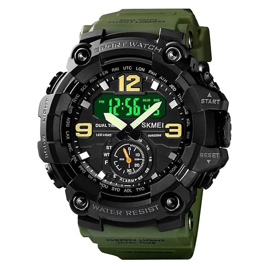 Premium Analog Digital Sports Watch for Men with Dual Time LED Display Alarm and Rugged Design