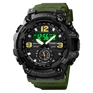 Premium Analog Digital Sports Watch for Men with Dual Time LED Display Alarm and Rugged Design