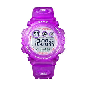 Kids Sports Multi Function Digital Watch, Multicolor Dial Sky ABS Case Kid's Watch, PU Rubber Strap Band, Waterproof LED Light Children Wristwatch