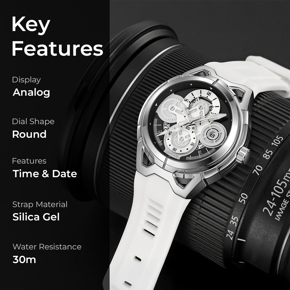 Skmei Quartz Analog Dial Silica Gel Strap Watch for Men - 9349