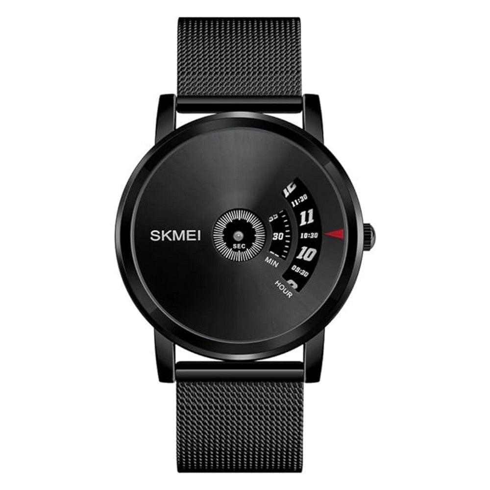 Minimalist Analog Wrist Watch with Mesh Strap and Modern Dial Design For Men