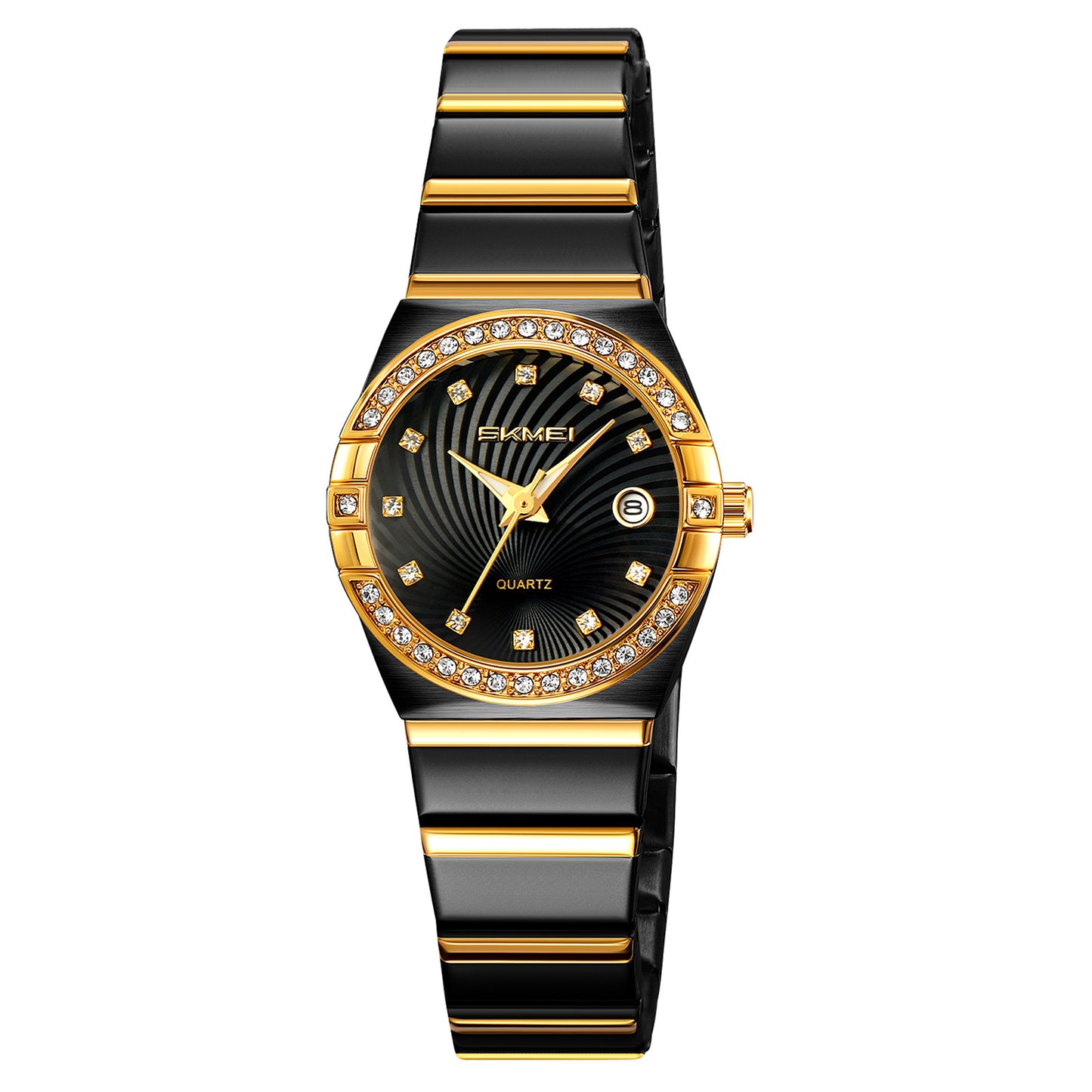 Skmei Analog Black Dial Zinc Alloy Case Stainless Steel Strap Watch for Women - 2342