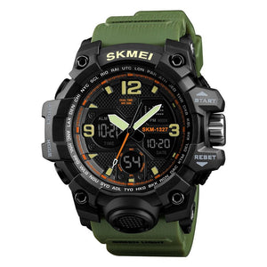 Dual Display Sports Wrist Watch with Rugged Design and Resin Strap For Men