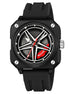 Rolling Watch for Men with Black Silicone Strap and Round Dial for Casual & Formal Wear