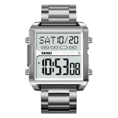 Digital Display Metal Strap Wrist Watch for men