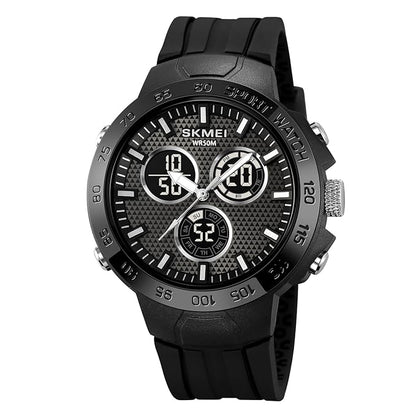 Men’s Black Sports Watch | Analog-Digital Display, Alarm, Stopwatch, Date Function, Water Resistant, Stylish Design