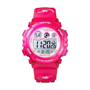 Kids Sports Multi Function Digital Watch, Multicolor Dial Sky ABS Case Kid's Watch, PU Rubber Strap Band, Waterproof LED Light Children Wristwatch