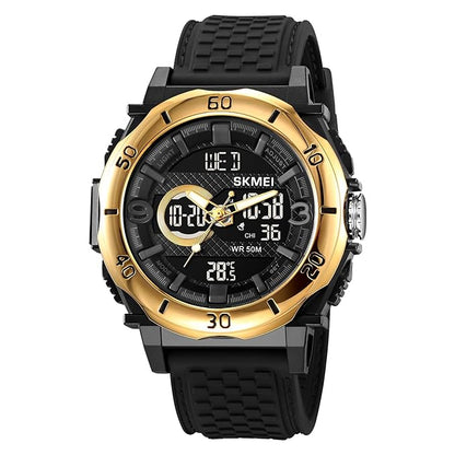 Multifunctional Men 50M Waterproof Thermometer Dual Display Digital Wrist Watch