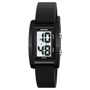 Digital Watch for Men LED Display, Rectangle Dial, Waterproof Sports Watch with Silicone Strap