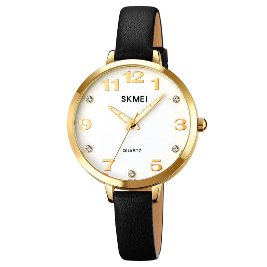 Elegant Analog Quartz Timepiece for women with Crystal Accents and Textured Strap