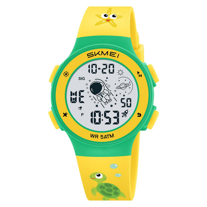 Kids Digital Watch with Cartoon Space Design and Soft Comfortable Strap for Daily Wear