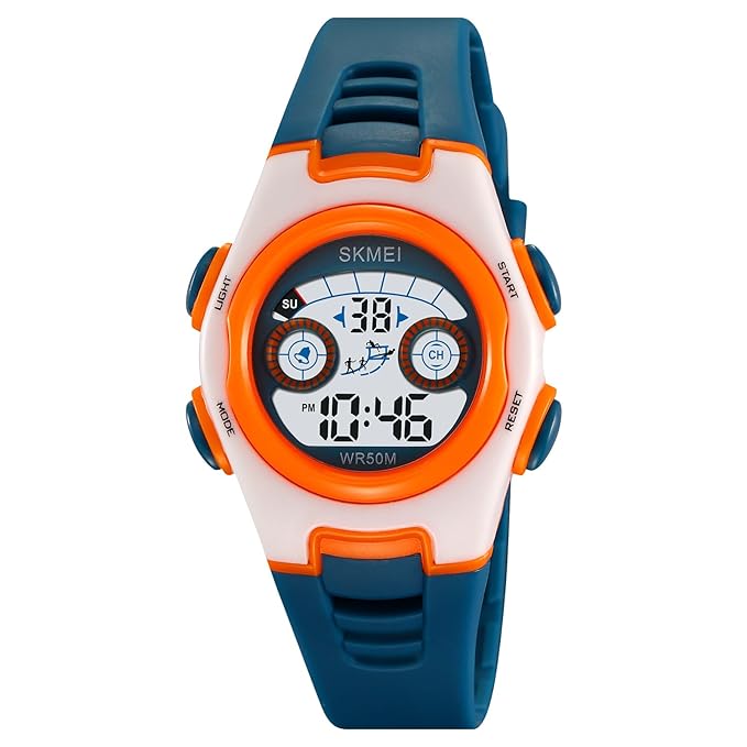 Digital Kids Watch LED Display, Round Dial, Waterproof Sports Watch with Alarm, Date & Comfortable Strap