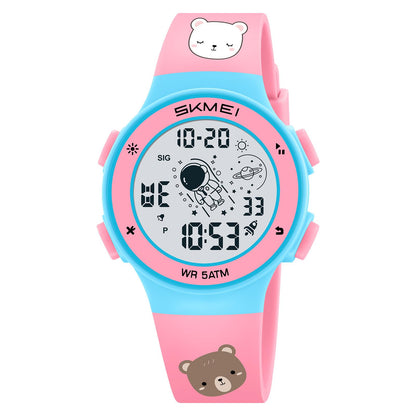 Kids Digital Watch with Cartoon Space Design and Soft Comfortable Strap for Daily Wear