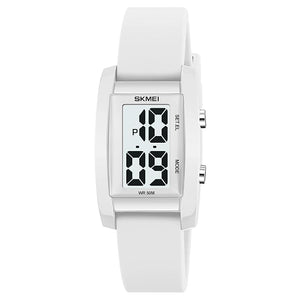 Digital Watch for Men LED Display, Rectangle Dial, Waterproof Sports Watch with Silicone Strap