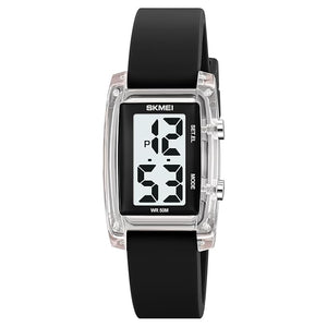 Digital Watch for Men LED Display, Rectangle Dial, Waterproof Sports Watch with Silicone Strap