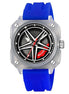 Rolling Watch for Men with Blue Silicone Strap and Round Dial for Casual & Formal Wear