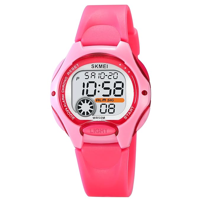 Digital Sports Watch – Red Strap, 50M Water Resistant, Alarm & Stopwatch