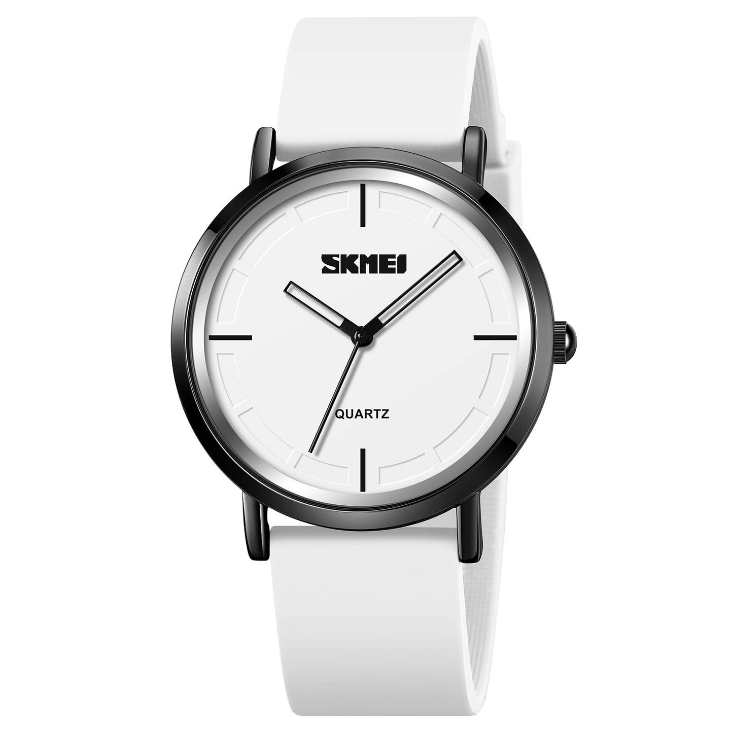 Minimalist Analog Quartz Wristwatch with Soft Silicone Strap and Contrast Dial