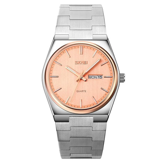 Analog Watch for Men with Silver Stainless Steel Strap and Round Dial for Casual & Formal Wear