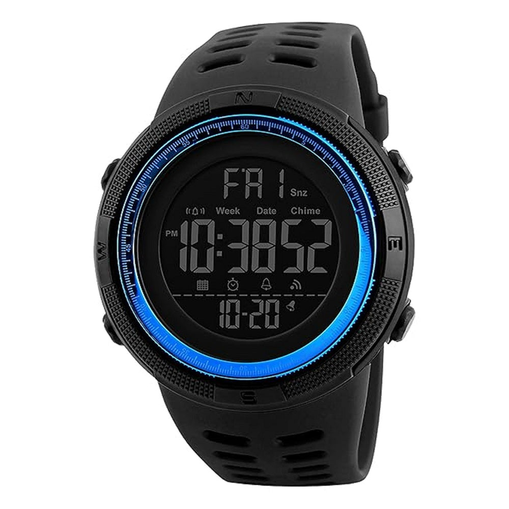 Stealth Outdoor Digital Sports Watch with Rugged Silicone Strap and Multifunction Display