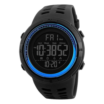 Stealth Outdoor Digital Sports Watch with Rugged Silicone Strap and Multifunction Display