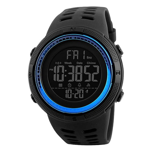 Stealth Outdoor Digital Sports Watch with Rugged Silicone Strap and Multifunction Display